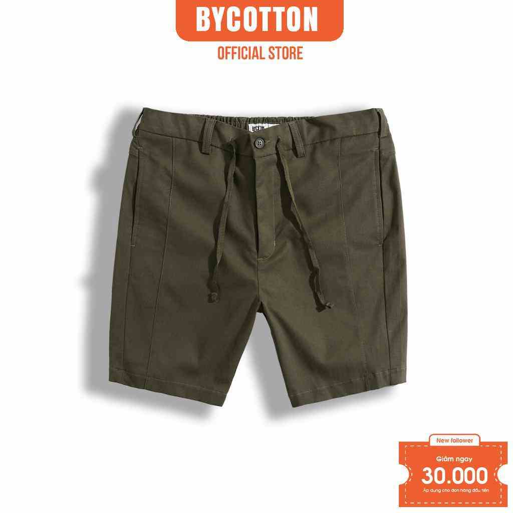 [Mã BYCO2224T giảm ngay 50K đơn 0K] Quần Short Kaki Nam BY COTTON Xanh Rêu Dây Rút