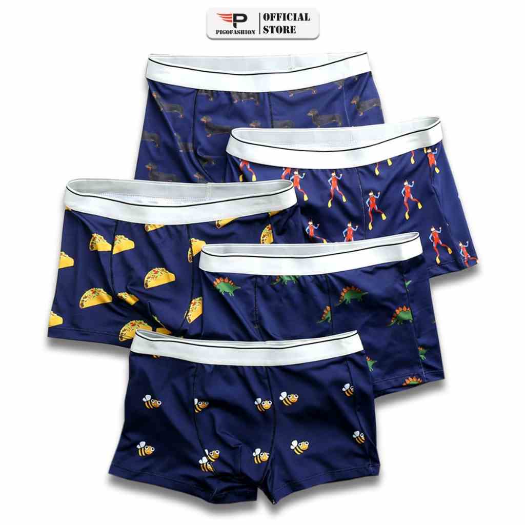 Bộ 5 quần lót nam đùi boxer chất thun lạnh thể thao, thoáng mát chính hãng SPMQLBX05 Pigofashion