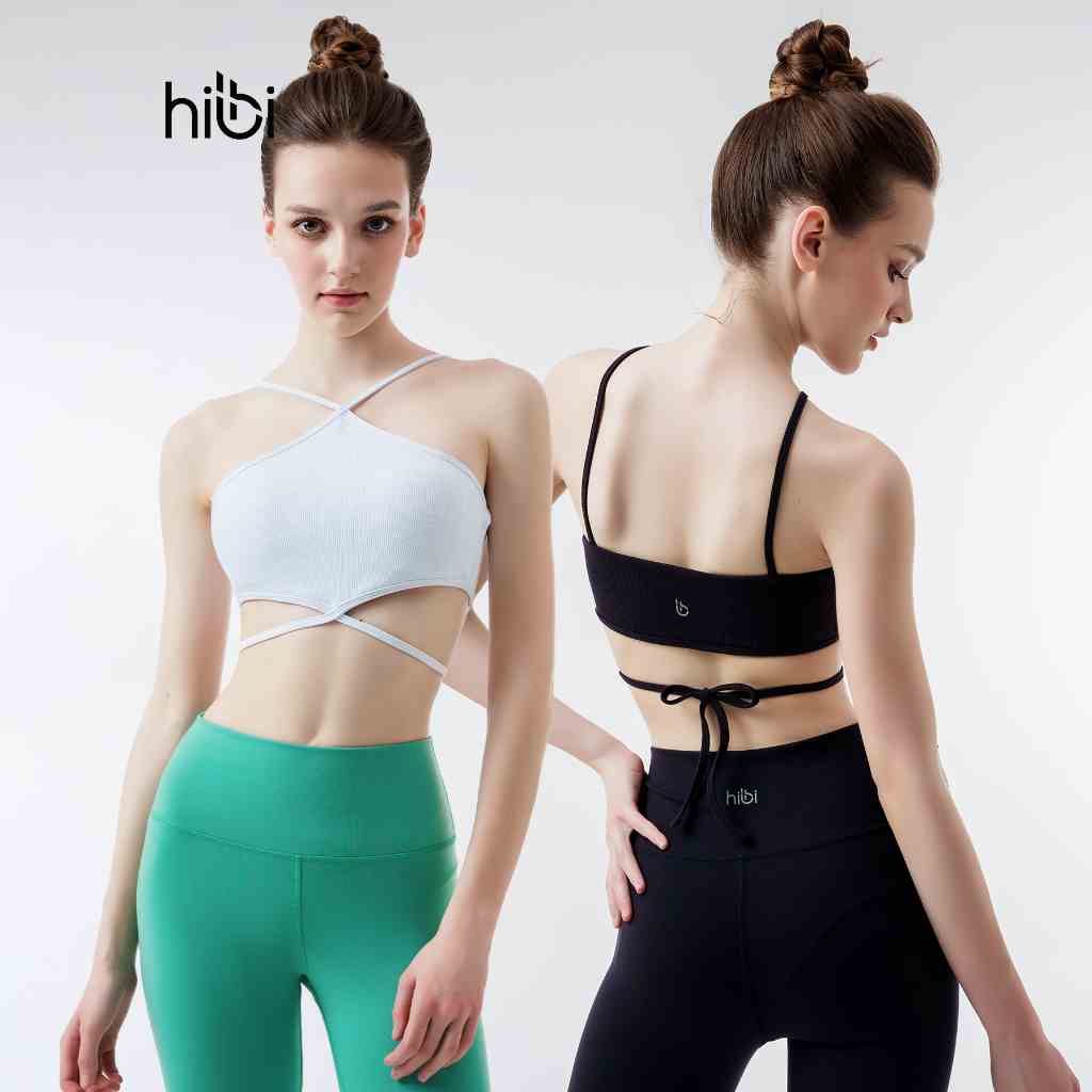 Áo Bra Tập Yoga Gym Hibi Sports BA513 Size Mới, Kiểu Cổ Yếm Cột Dây Eo, Chất Vải Rib Cao Cấp, Kèm Mút Ngực