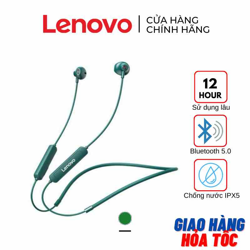 [SẴN HCM] Tai nghe thể thao Bluetooth Lenovo SH1 - Giảm ồn - Chống nước - màu XANH LÁ