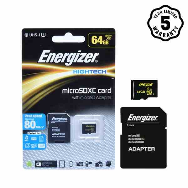 Thẻ nhớ micro SDXC 64GB Energizer​​ Class10 UHS-I - 80​​MB/s - FMDAAH064A