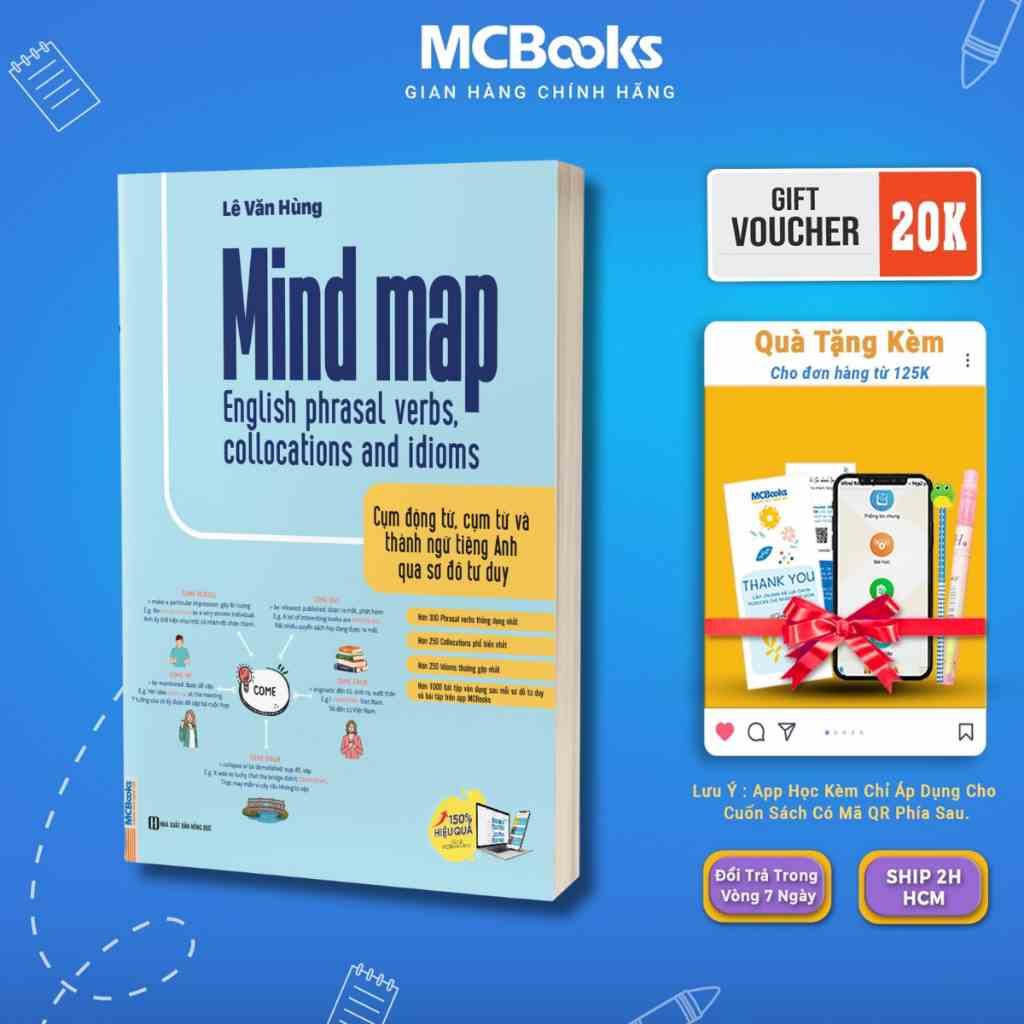 Sách - Mind map English phrasal verbs, collocations and idioms - MCBooks