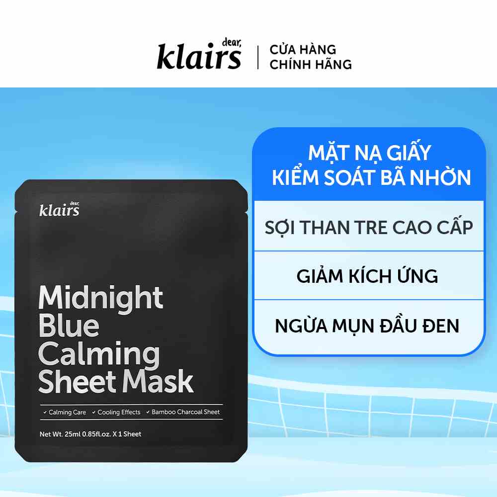 Mặt nạ làm dịu da Dear Klairs Midnight Blue Calming Sheet Mask 25ml