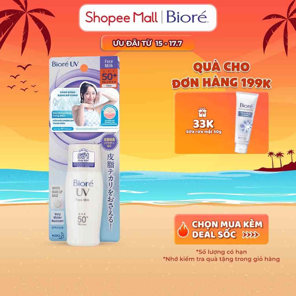 Sữa Chống Nắng Trắng Mịn Kiềm Dầu Biore 30ml