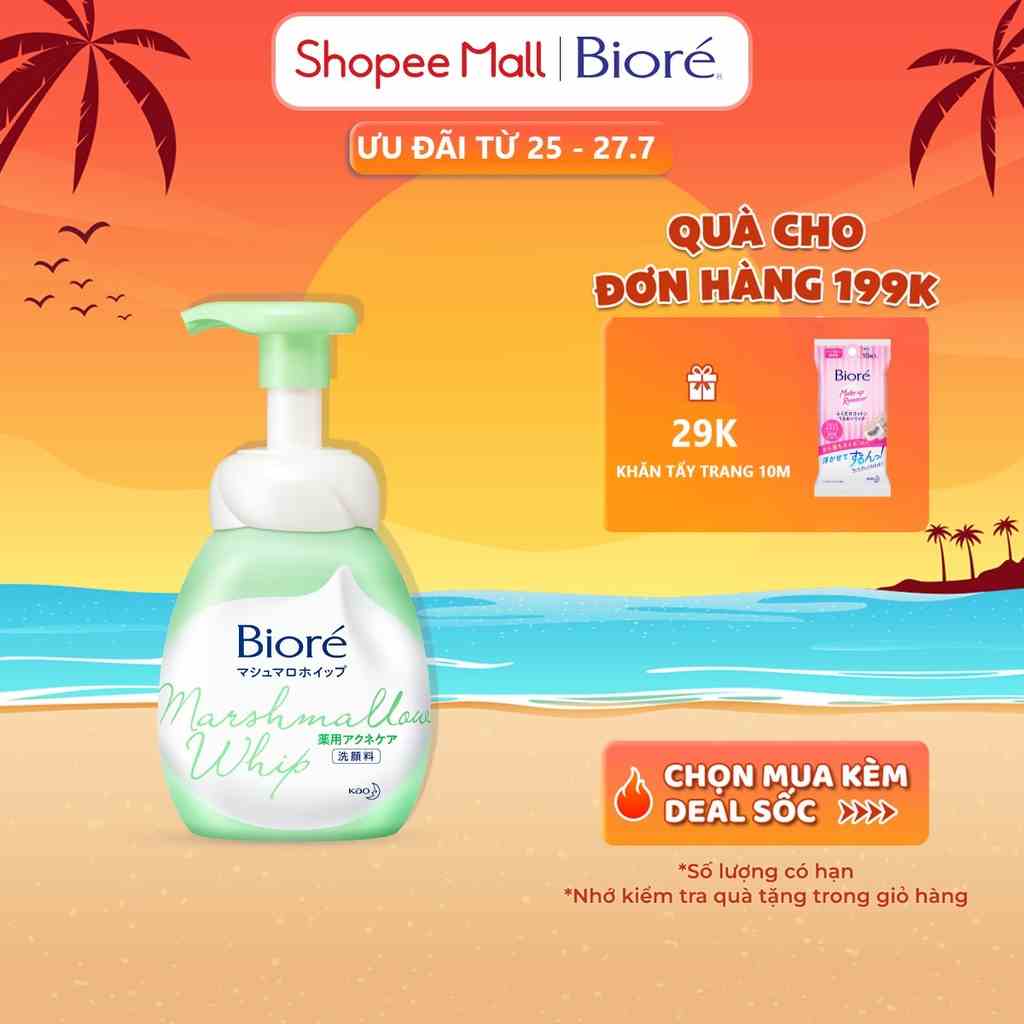 Bọt Rửa Mặt Ngừa Mụn Biore Marshmallow Whip Acne Care 150ml