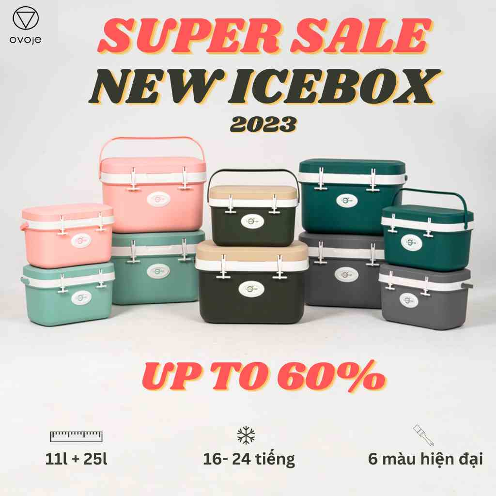 SS - Thùng đá - Thùng giữ nhiệt Ice box Living Ovoje 2023 - THIẾT KẾ MỚI Dung tích 11L - 25L giữ đá lâu