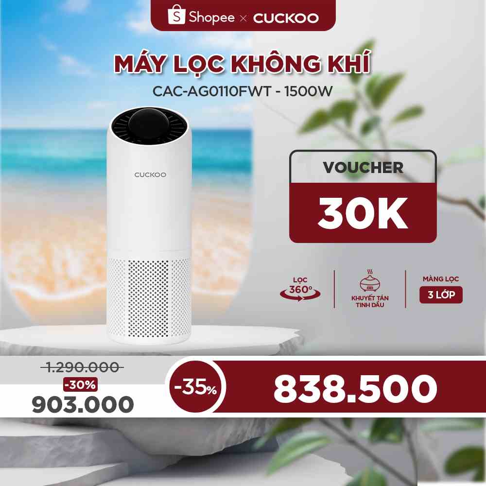 Máy lọc không khí Cuckoo CAC-AG0110FW/WHCKV Khuếch tán tinh dầu dùng trong xe ô tô - Hàng chính hãng