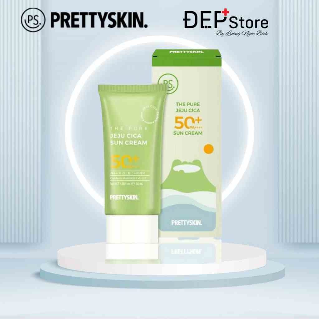 Kem Chống Nắng Rau Má JEJU CICA PRETTYSKIN, Không Gây Bết Dính, Cho Cả Da Nhạy Cảm SPF50+ PA++++ 50ml