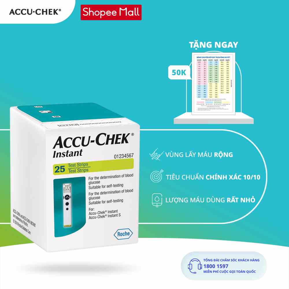 Hộp 25 Que Thử Đường Huyết ACCU-CHEK® Instant