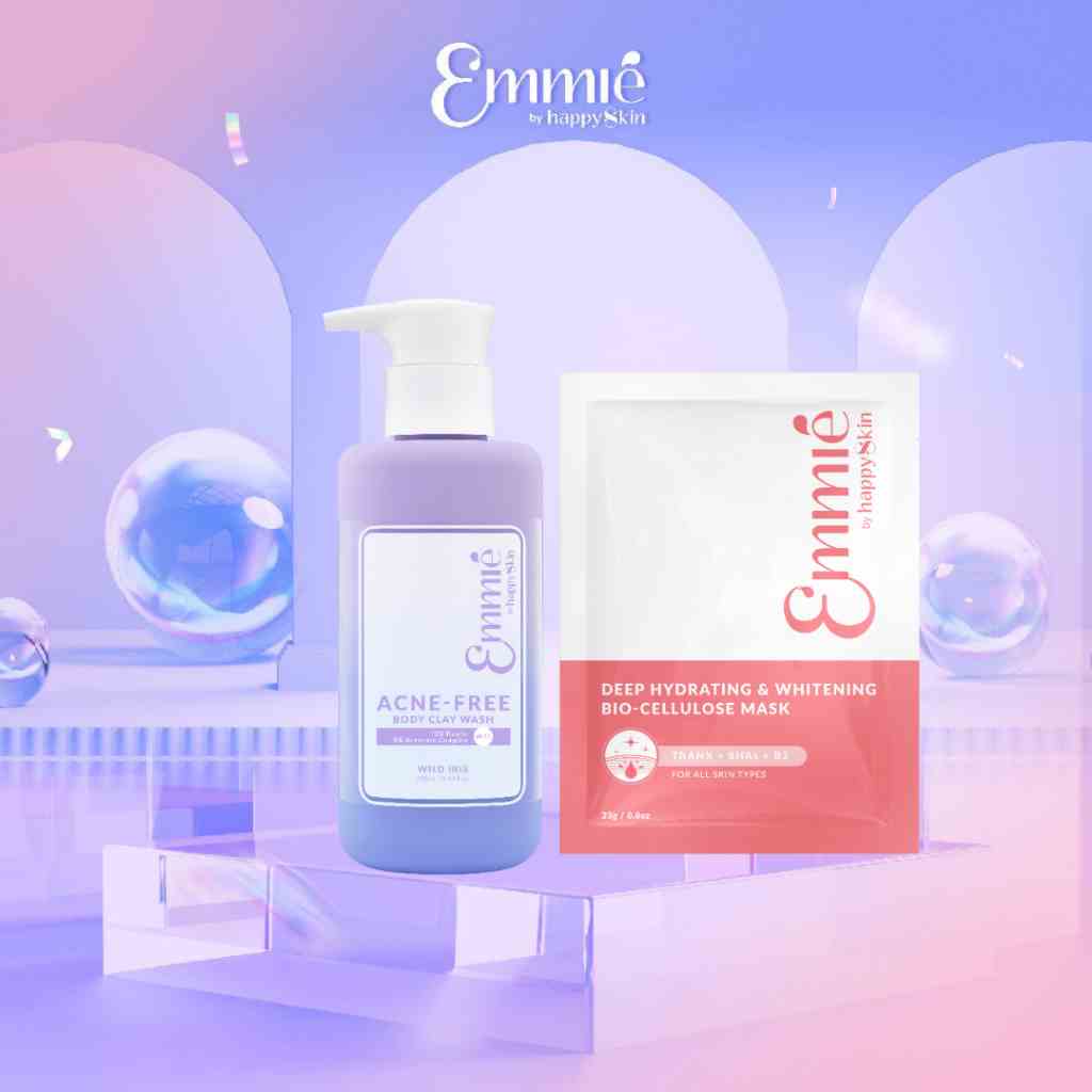 Combo: Sữa Tắm Đất Sét + 10 Mặt Nạ Sinh Học B5/B3 Emmié By HappySkin