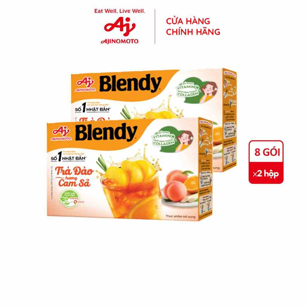 Combo 2 Trà Đào hương Cam Sả Blendy 11g x 8 gói