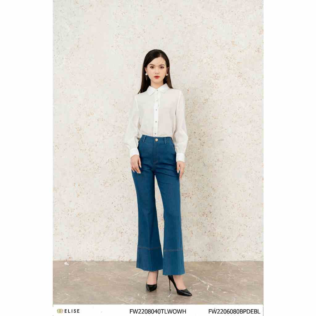 Quần jeans xanh gấu gập to thiết kế Elise FW2206080BPDEBL