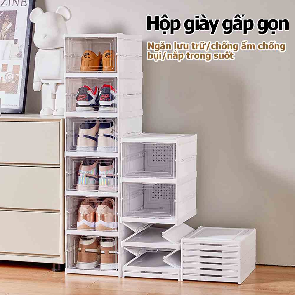 OneTwoFit Tủ giày đơn giản hiện đại chống bụi Dễ dàng gấp gọn Hộp đựng giày trong suốt Giá để giày ký túc xá gi