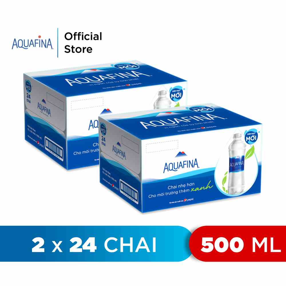 [HỎA TỐC-HCM]Combo 2 Thùng 24 Chai Nước tinh khiết Aquafina (500ml/chai)