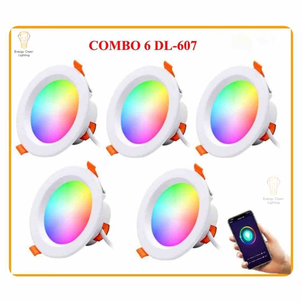 Combo 5 Đèn LED Downlight Âm Trần Energy Green Lighting   DL-607 - Điều Khiển Qua APP Điện Thoại TUYA , Bluetooth -16 Tr