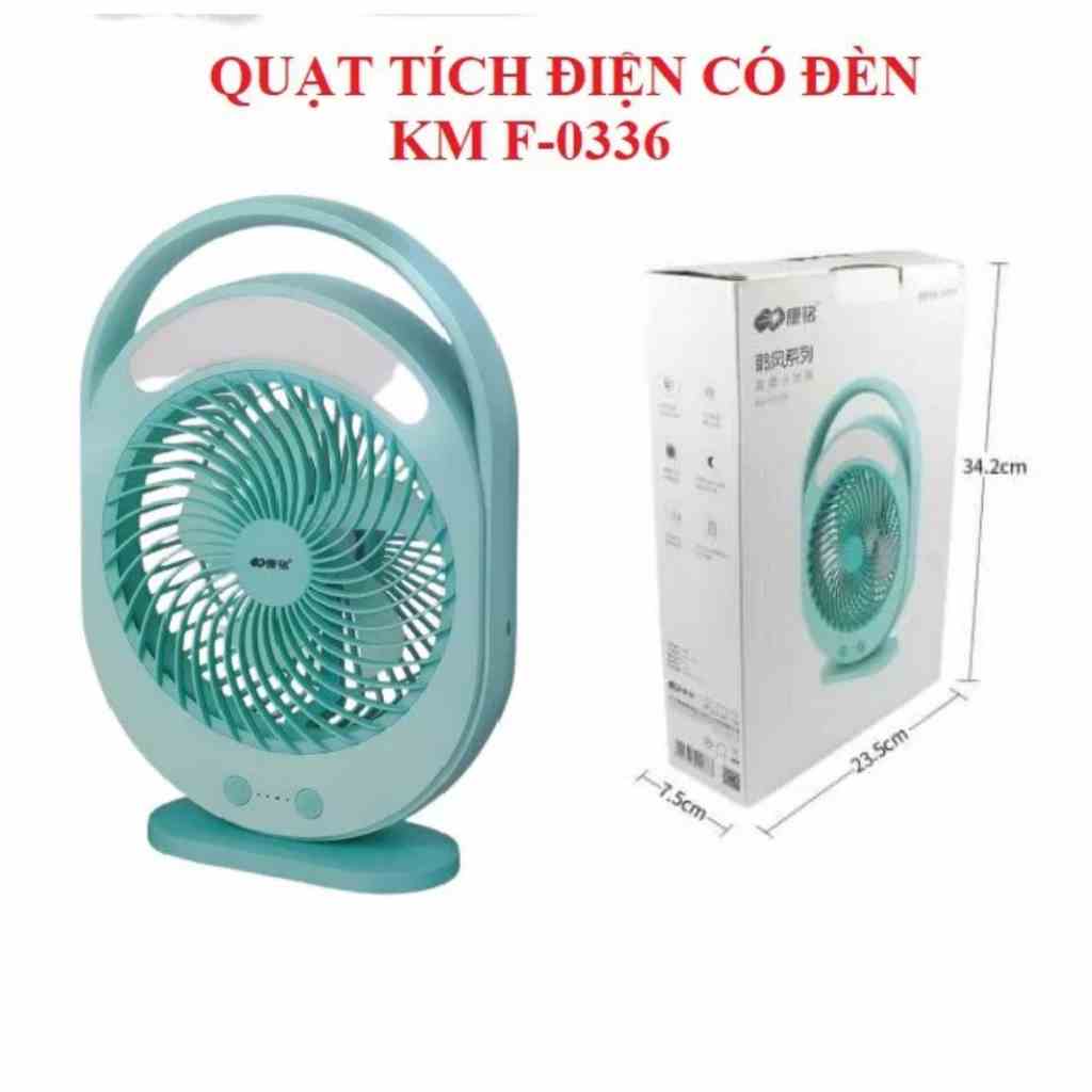 [Mã BMLTB35 giảm đến 35K đơn 99K] Quạt sạc tích điện KM-F0336 Sipiao có đèn led màu xanh lục.