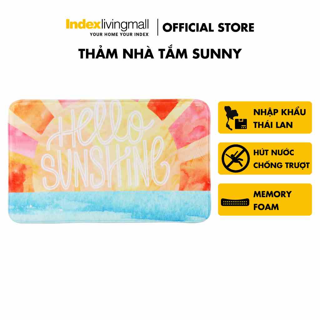 Thảm nhà tắm Index Living Mall SUNNY chùi chân chống trơn trượt, thấm nước, chất liệu memory foam, trọng lượng nhẹ