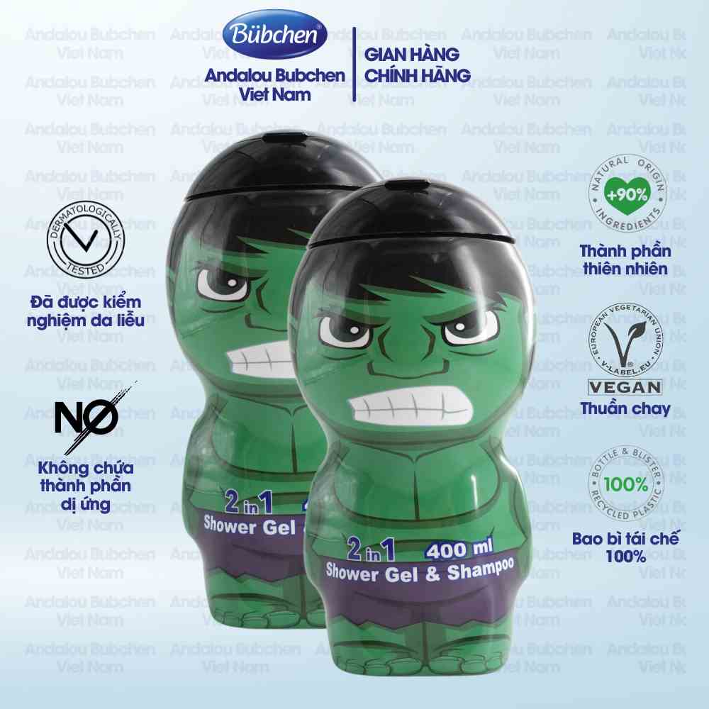 Combo 2 Chai Sữa Tắm Gội Air Val Hulk 2D Dành Cho Bé Trai 400ml