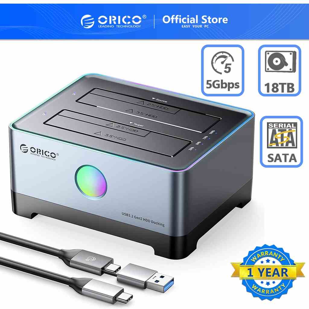 Hộp đựng ổ cứng ORICO RGB HDD 2.5/ 3.5inch 10GBPS bằng nhôm sử dụng nhanh