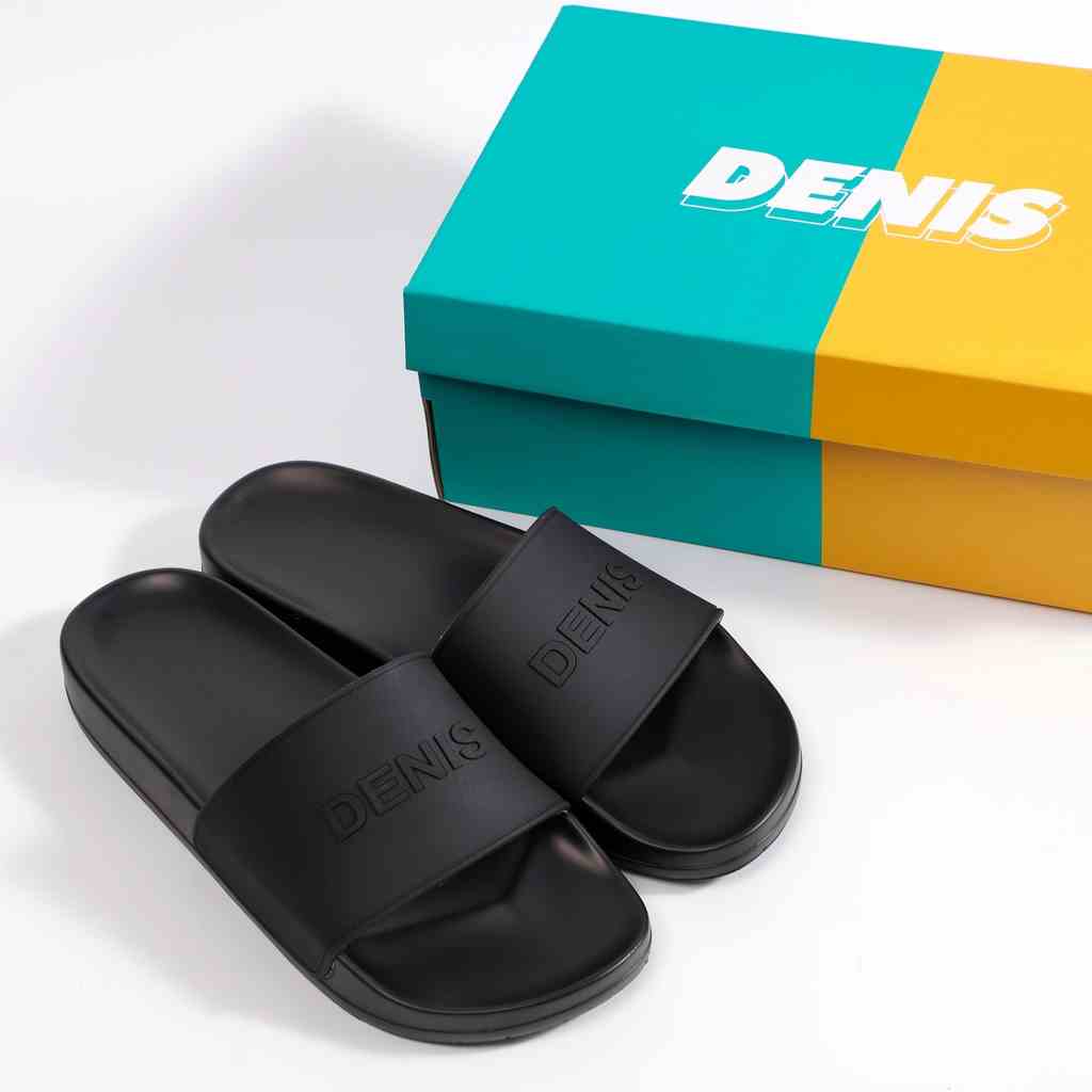 Dép quai ngang Denis Unisex Slipper Quai Đen Fullbox DN02