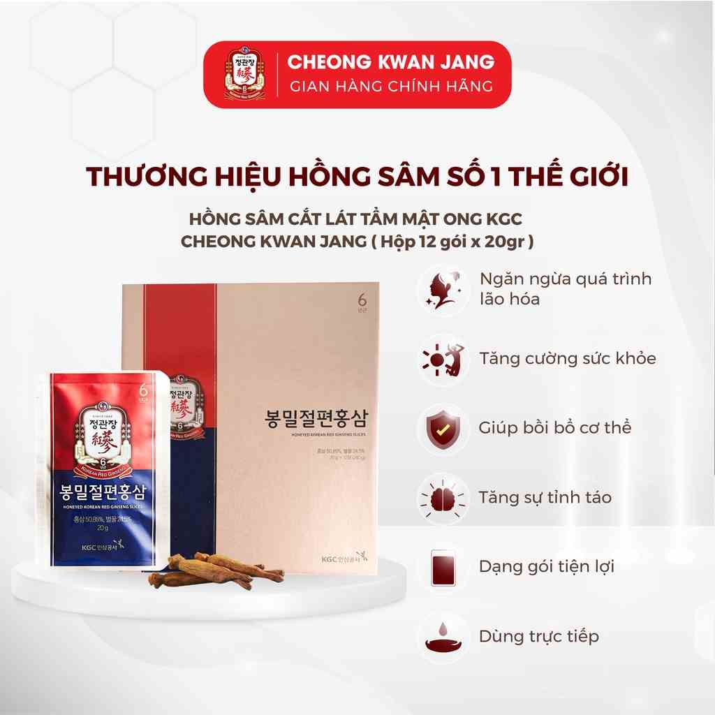 Hồng Sâm Cắt Lát Tẩm Mật Ong KGC Cheong Kwan Jang (12 gói)