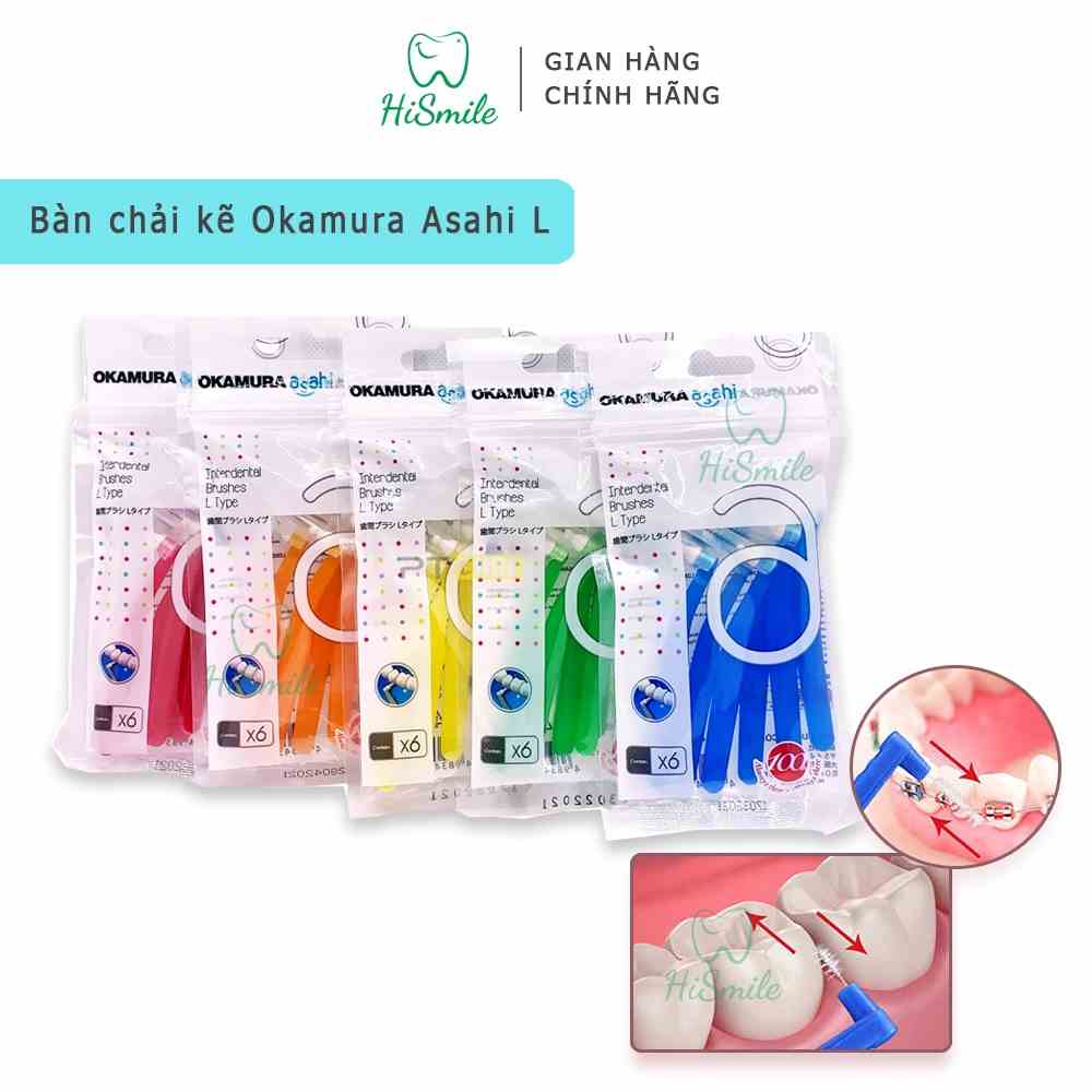 Bàn chải kẽ răng Asahi dạng chữ L hàng chính hãng Okamura