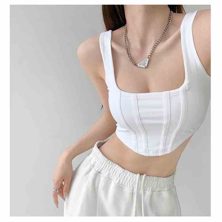 Áo croptop hai dây Mugung kiểu croset vạt bầu 2 lớp A50