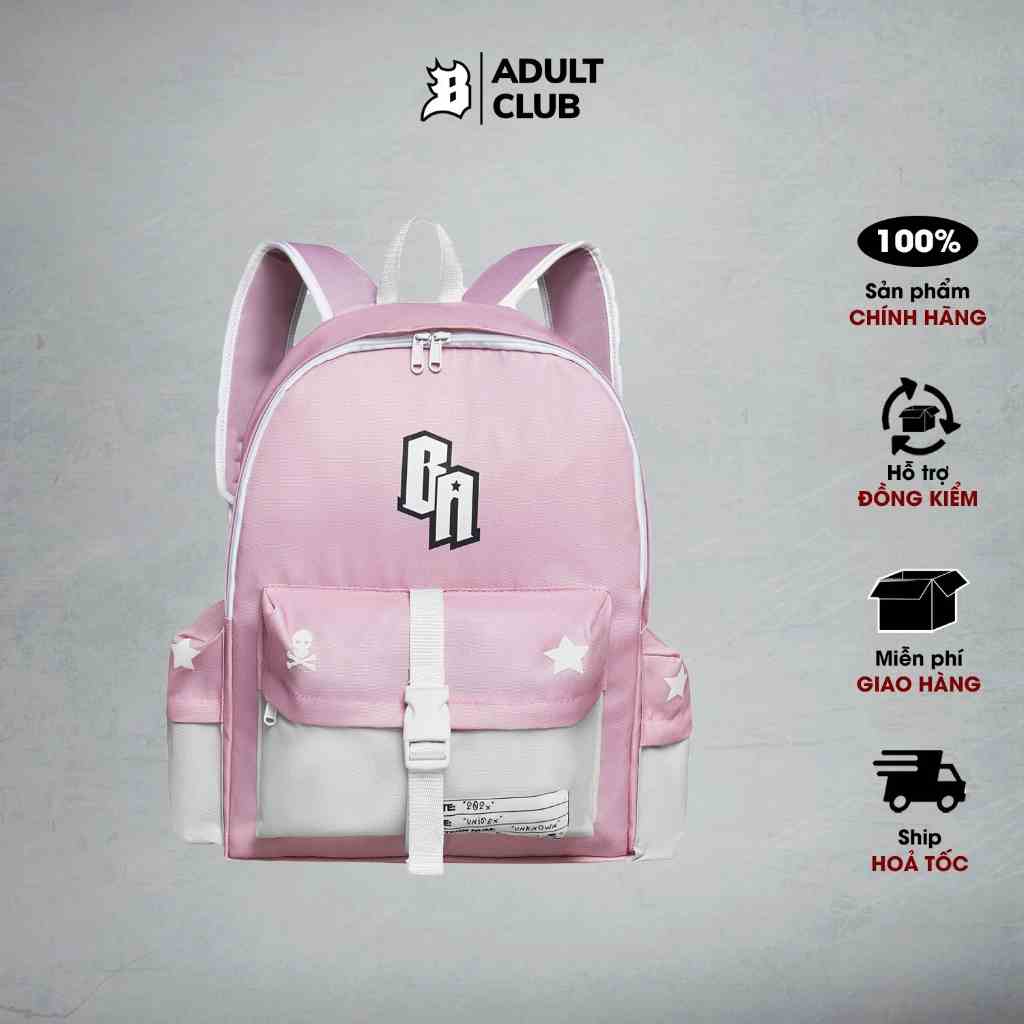 Balo đi học Banawa nam nữ unisex hoạ tiết caro có ngăn đựng laptop - Statement Backpack VER2 - Màu Hồng