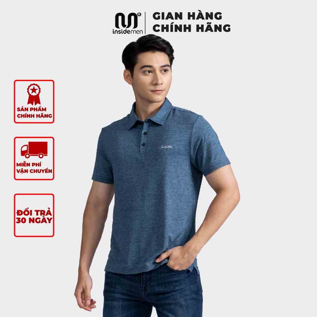 Áo polo thể thao nam INSIDEMEN logo thương hiệu chất thoáng khí thoải mái vải cotton trơn IPS058S2