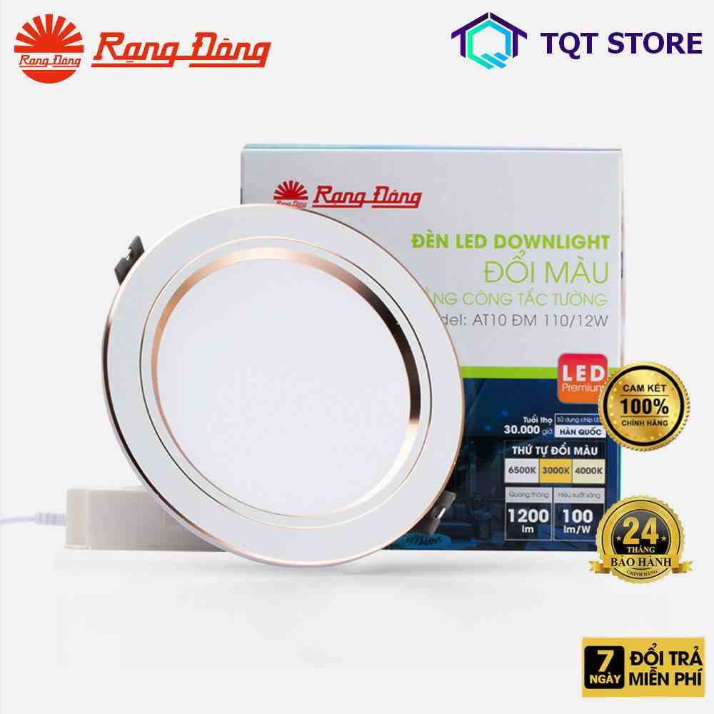 Đèn LED Downlight đổi màu Rạng Đông AT10 110/12W viền vàng, viền bạc