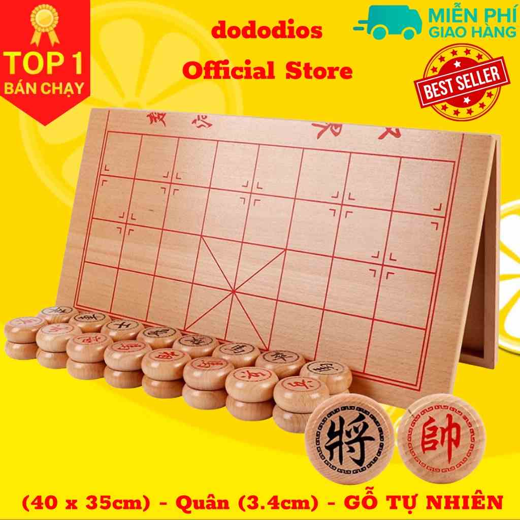 Cờ tướng bằng gỗ tự nhiên - 40 x 35 cm - Quân đường kính 3,4cm - Chính hãng dododios