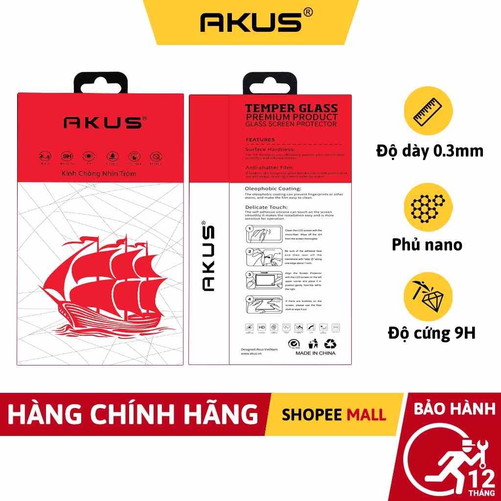 Kính chống nhìn trộm dành cho iphone  AKUS RED 7 đến 14 promax - Hàng Chính Hãng