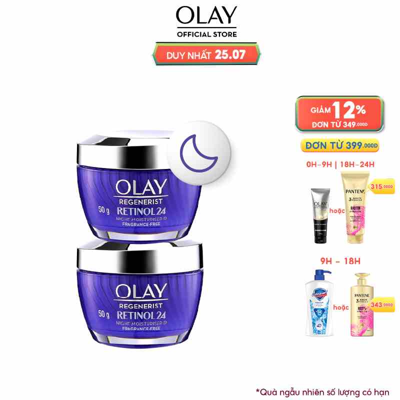 Combo 2 Kem Dưỡng Ban Đêm Thúc Đẩy Tái Tạo Da & Mờ Nếp Nhăn OLAY REGENERIST Chứa Chiết Xuất RETINOL 50G X2