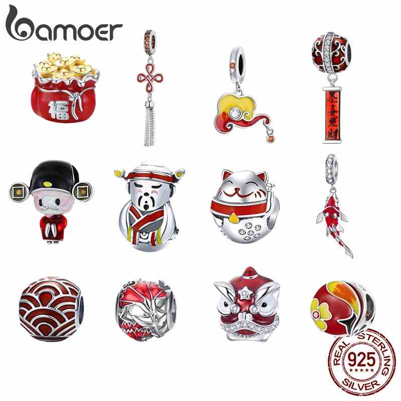 Hạt charm BAMOER Bạc 925 phong cách Trung Hoa cao cấp