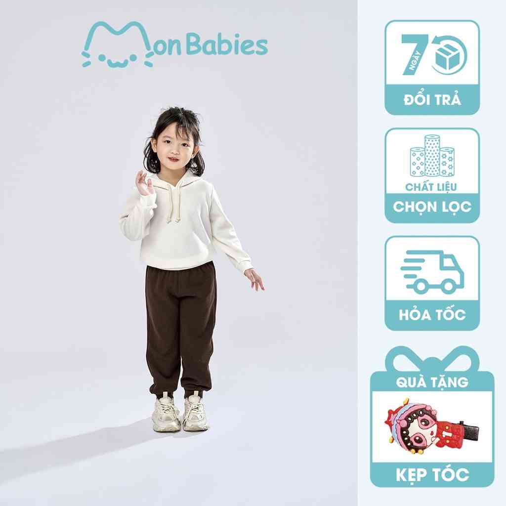 Quần jogger cho bé, quần dài unisex cho bé trai và bé gái, chất liệu len cao cấp MonBabies QU22W022