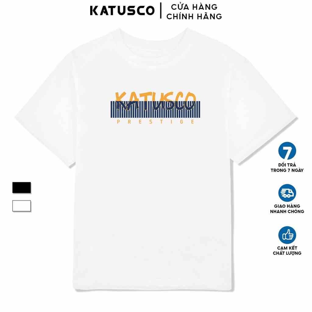 Áo Thun Nam Cổ Tròn KATUSCO Typographic Prestige A2289, Cotton 100% 2 Chiều, Phom Rộng Từ 50-80Kg