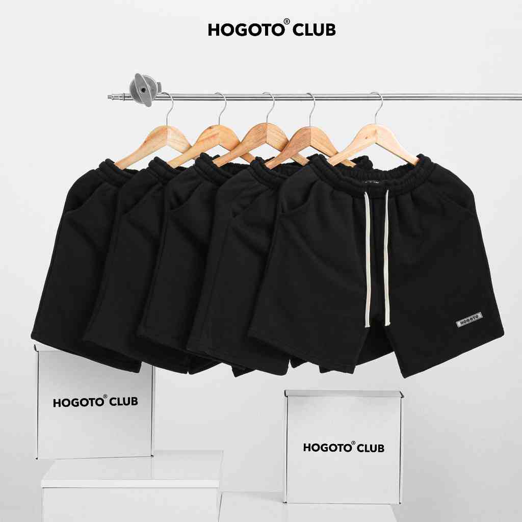 Quần short unisex HOGOTO CAO SU IN NỔI  nỉ da cá Hogoto club