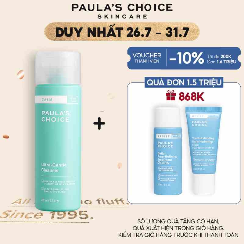 Sữa rửa mặt dịu nhẹ cho da nhạy cảm Paulas Choice Calm Ultra-Gentle Cleanser 198ml 9190