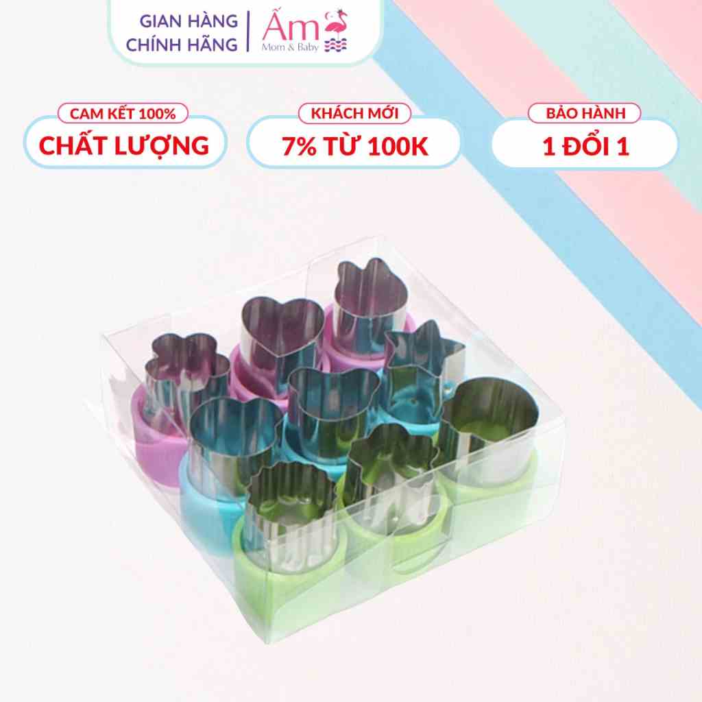 Bộ 8 Khuôn Cắt Tạo Hình Rau Củ Quả Bằng Thép Không Gỉ Cao Cấp Ấm Baby Khuôn Cắt Đa Năng, Tiện Dụng Ấm Gift Decor