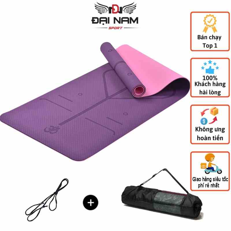 Thảm Tập Yoga Định Tuyến TPE 6mm-8mm Cao Cấp,Chống Trơn Trượt Đại Nam Sport + Kèm Túi Và Dây