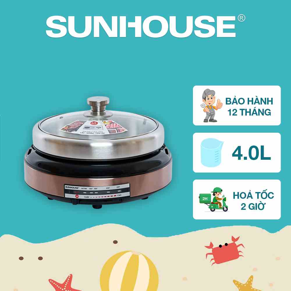 Lẩu điện 4L SUNHOUSE SHD4526 - Bảo hành chính hãng 12 tháng