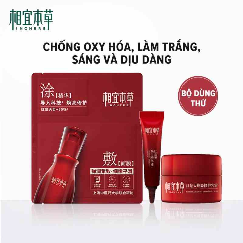 Set mỹ phẩm dưỡng trắng da INOHERB Rhodiola chống oxy hóa hiệu quả