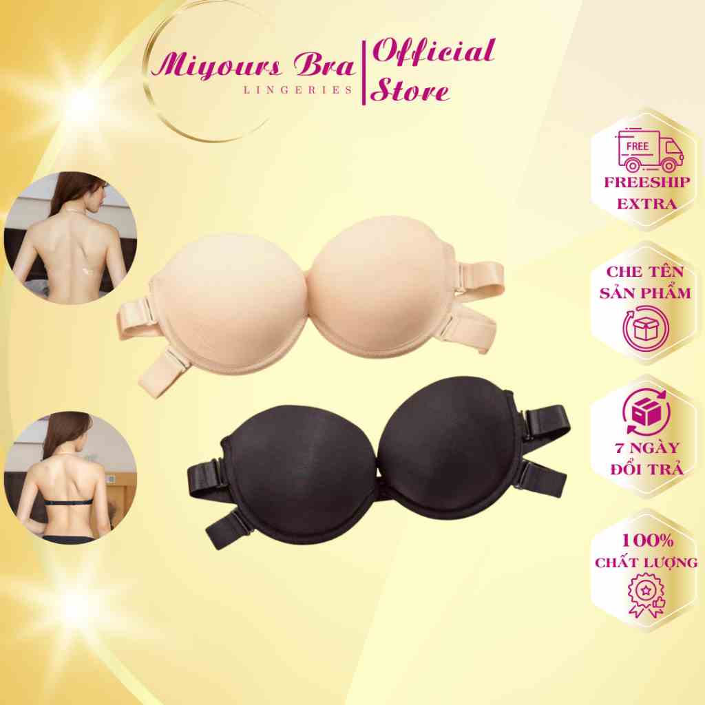 Áo lót nữ quây hở lưng cúp ngực chống tụt MiYours Fashion & More AC061 su trơn có gọng không dây nâng ngực, hở vai