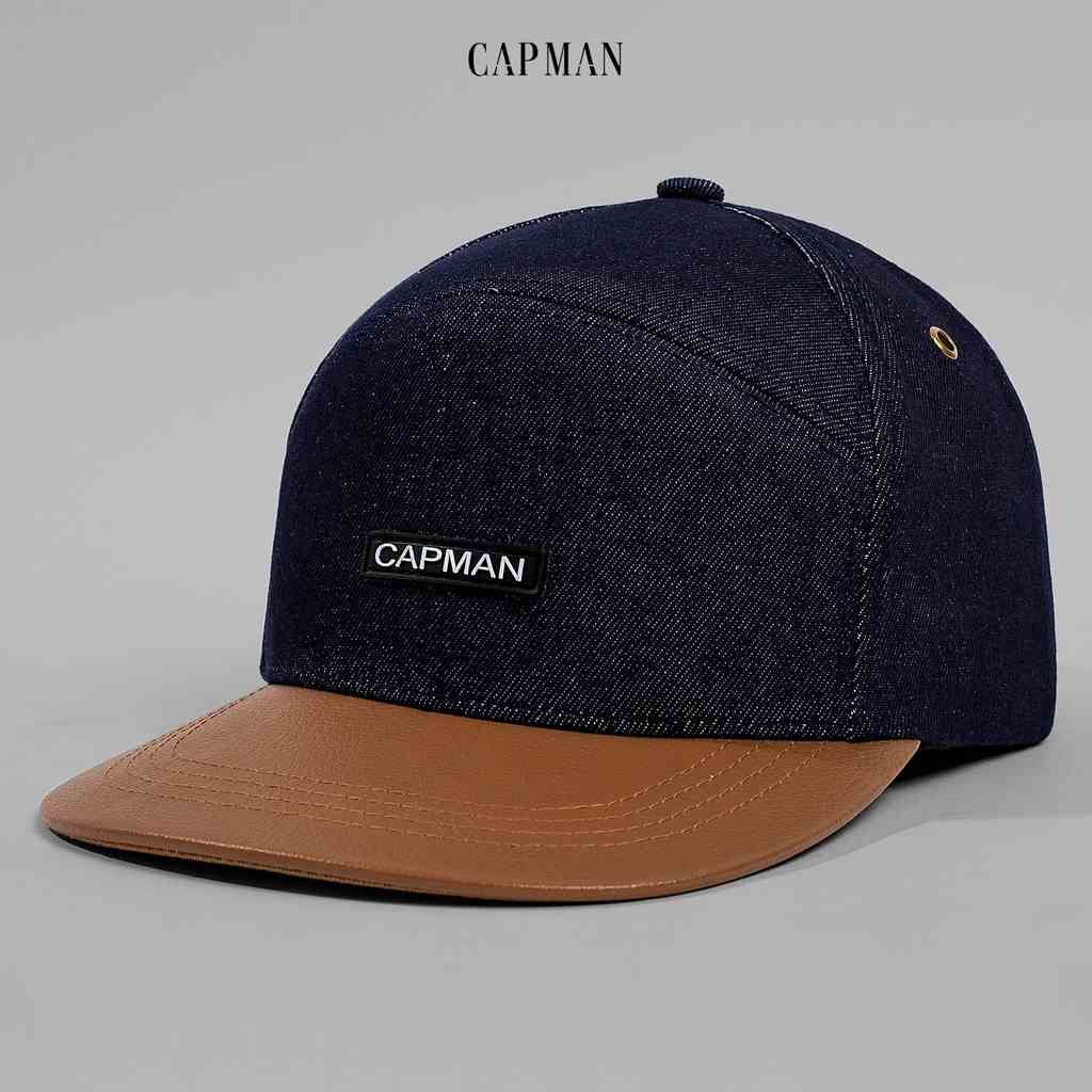 Mũ snapback lưỡi ngang CAPMAN chất jean denim CM58