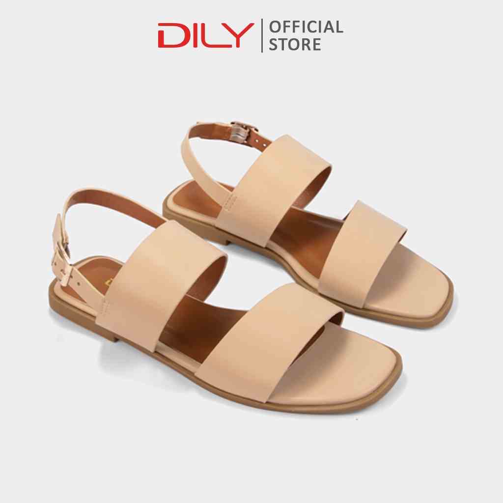 Giày sandal đế bệt quai ngang tiện lợi, dép sandal nữ quai lớn che khuyết điểm 1cm_AA0386