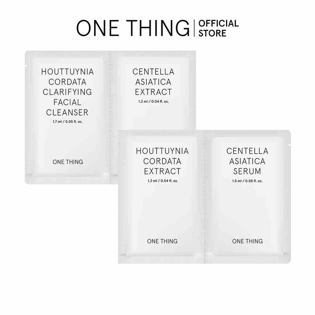 Set 4 mỹ phẩm ONE THING sữa rửa mặt 1.7ml tinh chất rau má 1.2ml tinh chất houttuynia cordata 1.2ml serum rau má 1.5ml