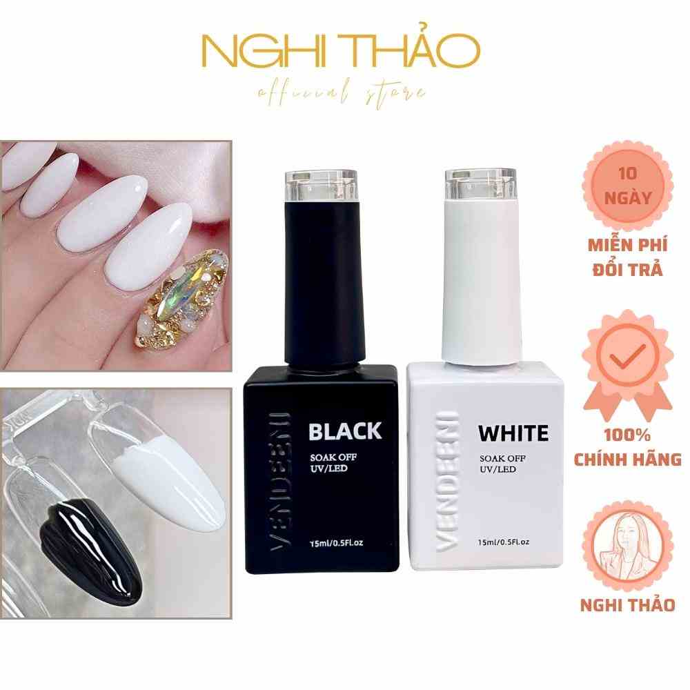 Sơn móng tay gel VENDEENI màu đen, trắng 15ml NGHI THẢO