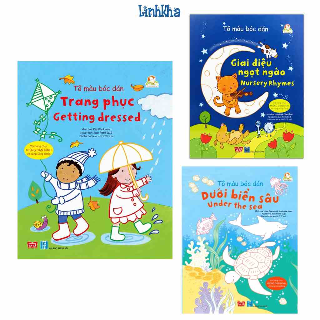 Sách - Tô Màu Bóc Dán Song Ngữ Bao Gồm 2 Trang Sticker Cho Bé (Đinh Tị)