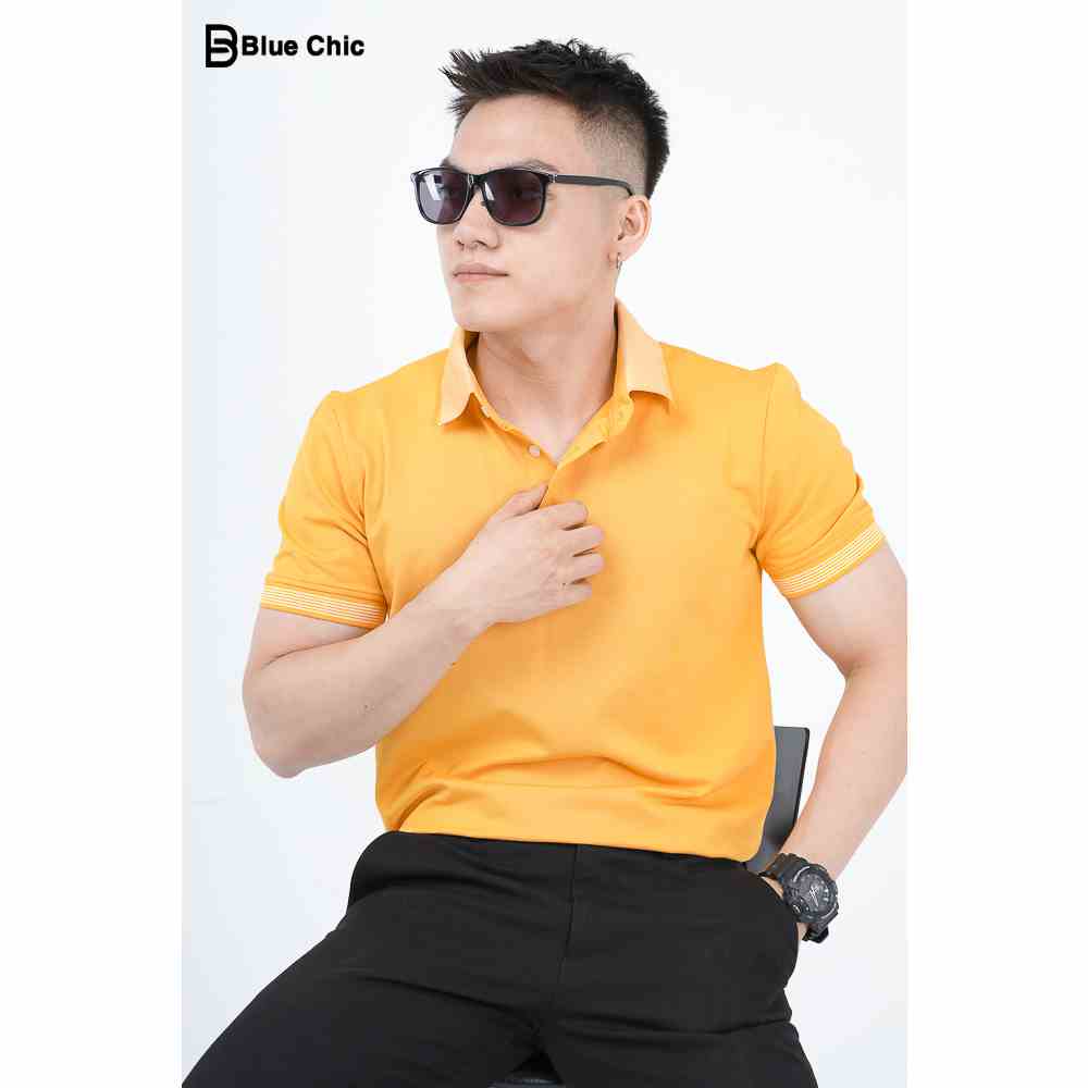 [Mã BMLTB35 giảm đến 35K đơn 99K] Áo thun polo nam màu vàng, vải Polo mắt chim cotton và sợi santex, đủ size - Bluechic