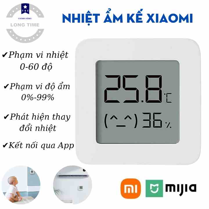 Nhiệt kế ẩm kế thông minh Xiaomi Mijia 2, Bluetooth 4.2, Đo nhiệt độ trong nhà cho bé,người lớn theo dõi,BH chính hãng